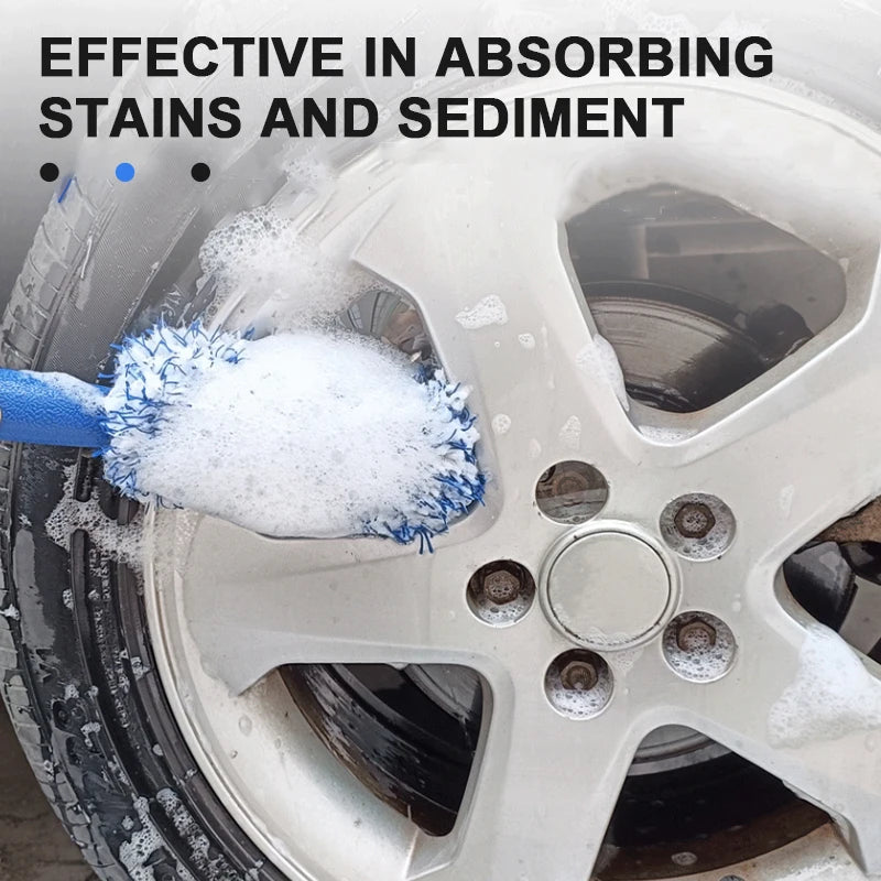 Plush Wheel and Rim Cleaning Brush for Car Detailing