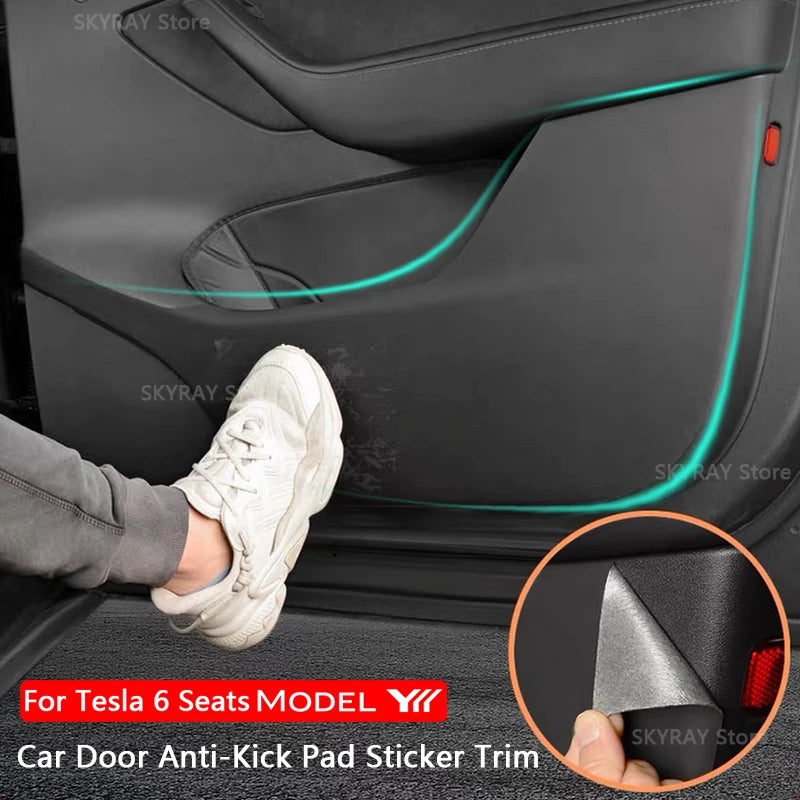 Door Anti-Kick Pad Leather Trim Kit for Tesla Model Y L 6-Seat