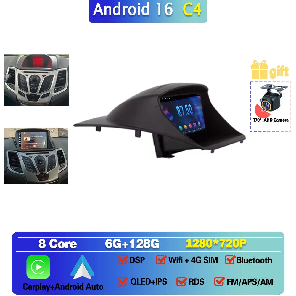 Ford Fiesta Mk6 9 Inch Android 16 CarPlay GPS Head Unit - image 9