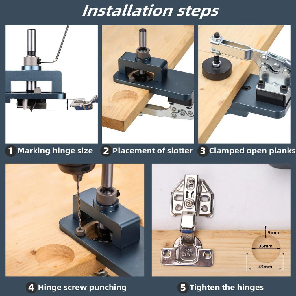 35mm Hinge Drilling Jig with Forstner Bit for Woodworking - image 9