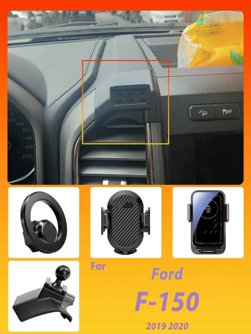 15W Wireless Car Phone Charger Mount for Ford F-150 Raptor 2019-2020 - image 7