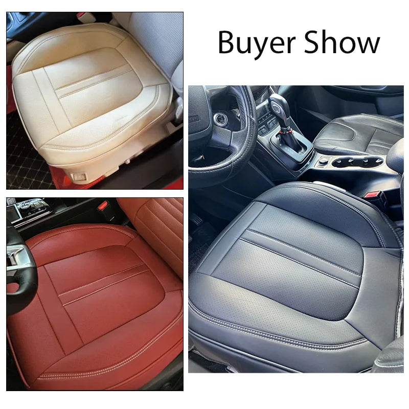 Synthetic Leather Front Car Seat Cushion with Non-Slip Back
