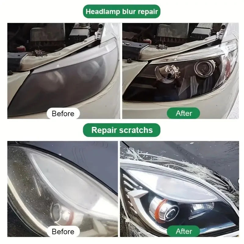 Car Headlight Restoration Kit - Renew Yellow Hues, Scratch & Blur Repair, Restore Brightnes to Both Front & Rear Headlamp Polish