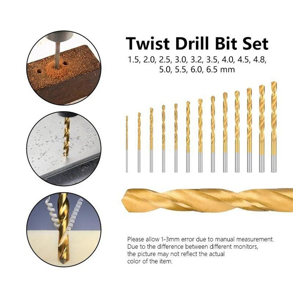 13-Piece Titanium Twist Drill Bit Set for Wood & Plastic - image 15