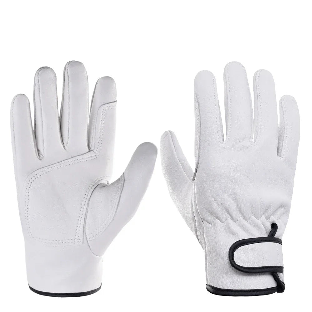 Work gloves sheepskin leather workers work welding safety protection garden sports motorcycle driver wear-resistant gloves