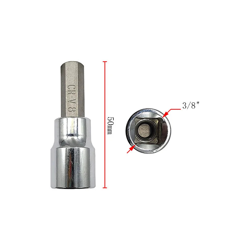 3/8 Inch Hex Bit Socket Set Sturdy Allen Key Sockets Metric Drill Impact Kit