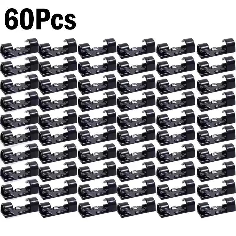 Self-Adhesive Cable Clips Organizer, Cord Management Holder for Home & Car