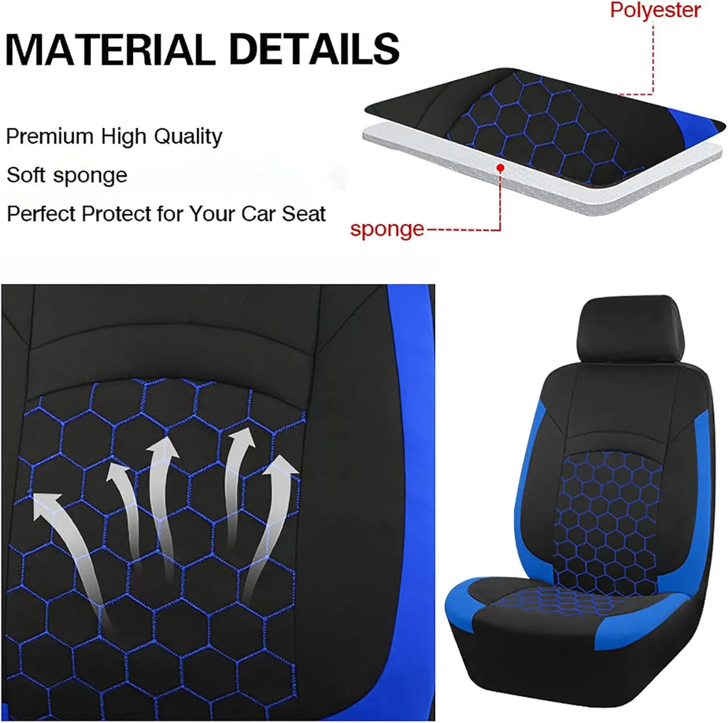 Breathable 9-Piece Car Seat Cover Set for 5 Seats