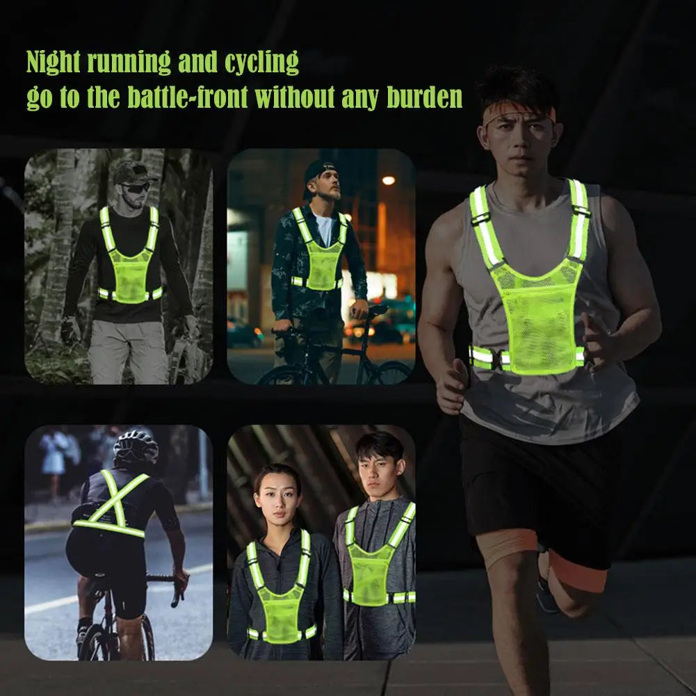 Reflective Safety Vests Lightweight Adjustable Elastic Vest Jacket Hi Vis Reflective Strips for Traffic Control Running Cycling