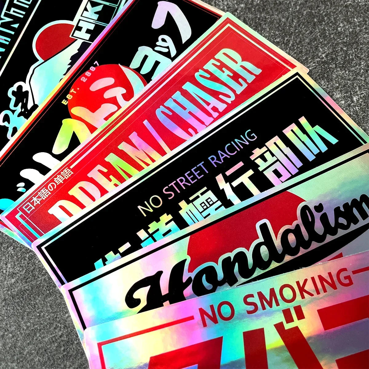 JDM Samurai Laser Rainbow Stickers for Car Window and Motorcycle Helmet