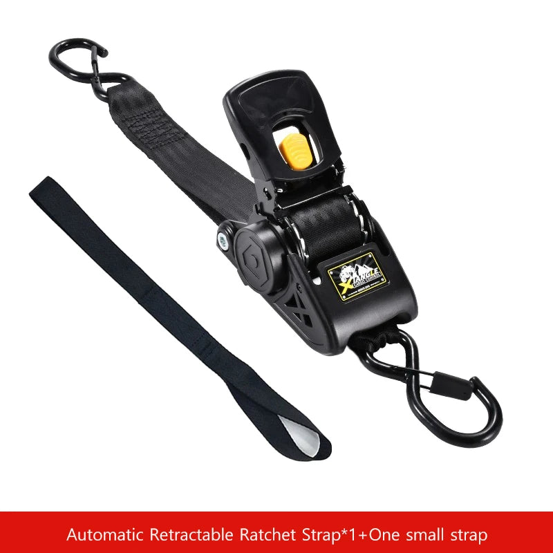 Heavy Duty Automatic Retractable Ratchet Strap 3.3m 680kg Quick Release S-Hook for Motorcycle