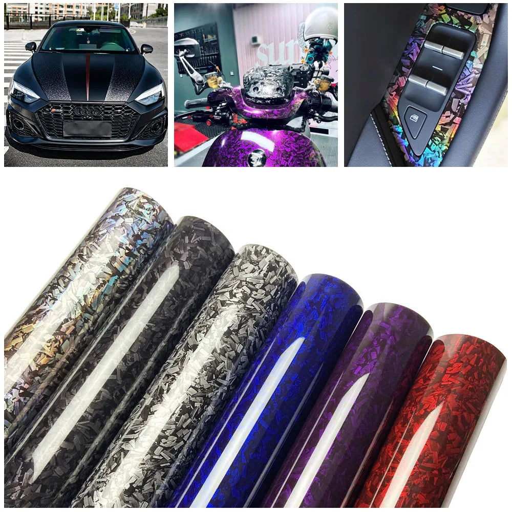 Glossy Forged Carbon Fiber Vinyl Wrap for Vehicle Customization