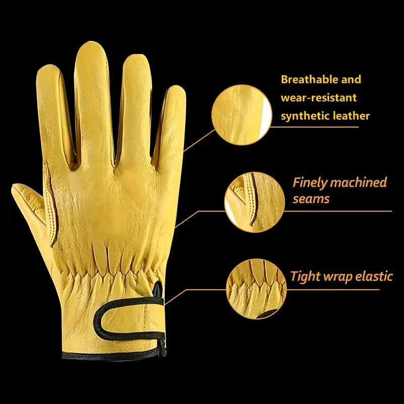 1 Pair of Work Gloves, Suitable for Gardening, Sports, Motorcycles, Driving, and Welding, with Soft Material and Elastic Fit