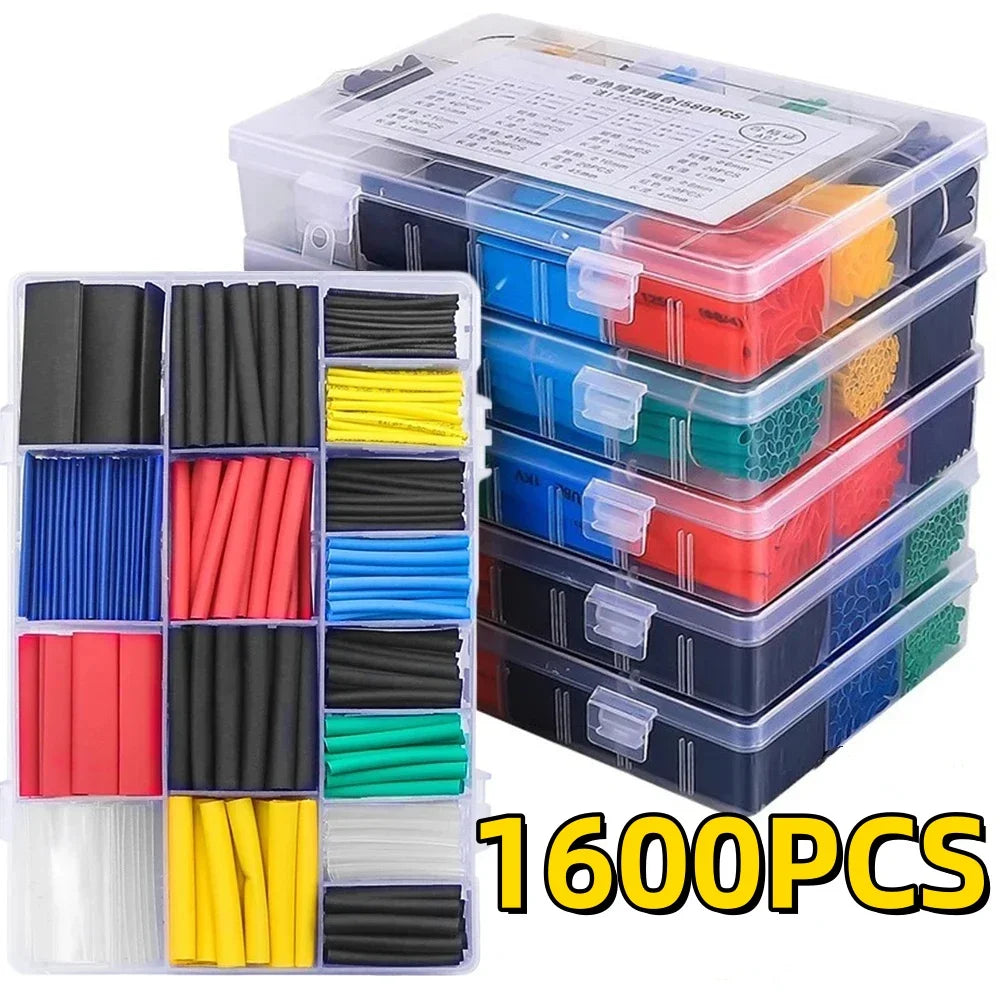 1600/127pcs Heat-shrink Tubing Thermoresistant Tube Heat Shrink Wrapping Kit Electrical Connection Wire Insulation Sleeving