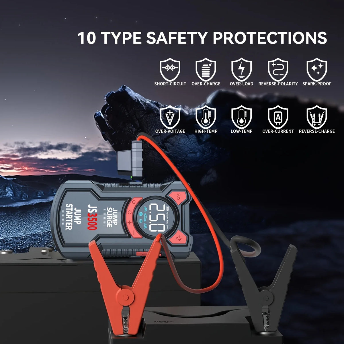 5-in-1 Jump Starter with Air Pump and Tire Inflator