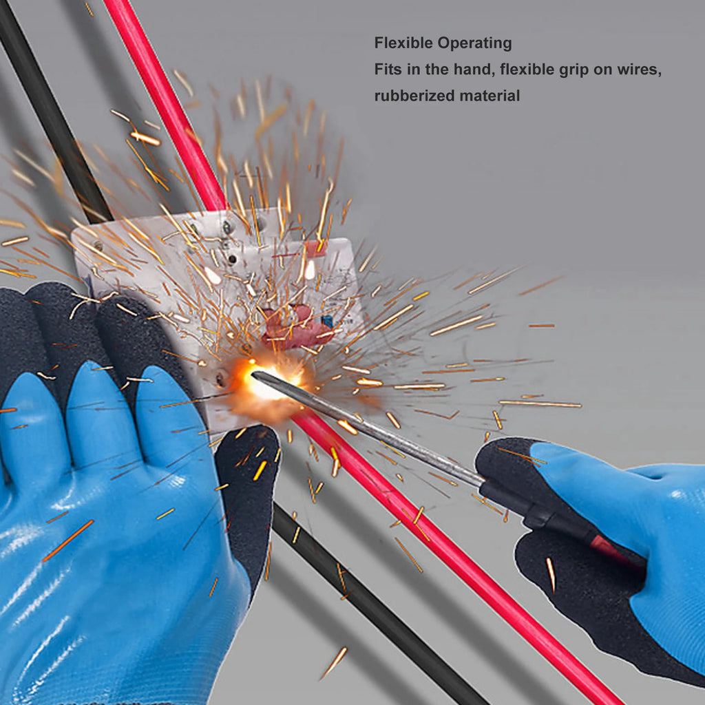 1000V Electrical Insulated Work Gloves Electrician's Rubber Safety Gloves 360° Voltage Insulation Approved For Home/Building