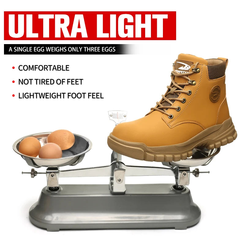 Steel Toe Shoes for Men Women Lightweight Anti-smash Steel Toe Sneakers Indestructible Work Boots Construction Safety Shoes