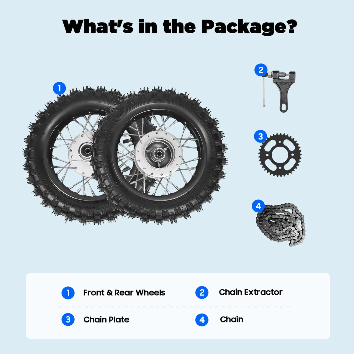 2.5-10 Dirt Bike Wheel Set with Sprocket for CRF50 & KLX110 - image 2
