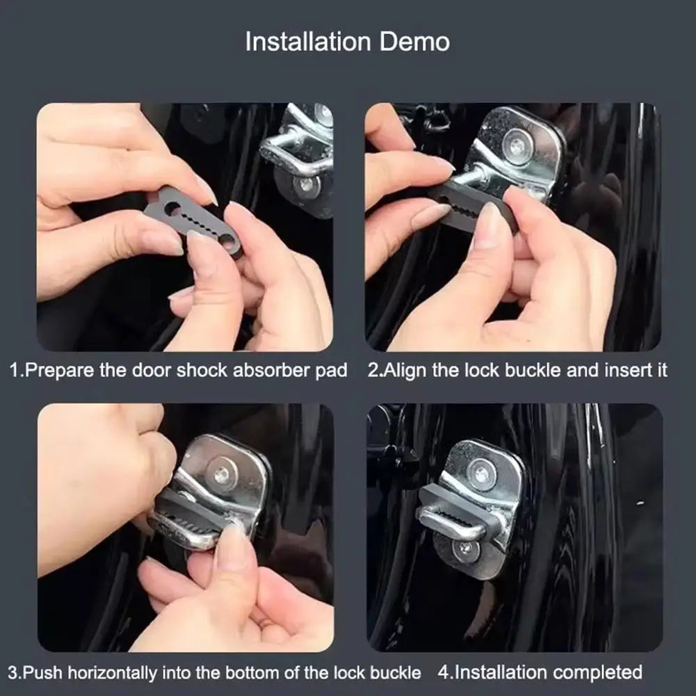 4pcs Car Door Lock Shock Absorber Silicone Cover Noise Reduction & Anti-Collision Pad, Universal Latch Protector for Auto Door