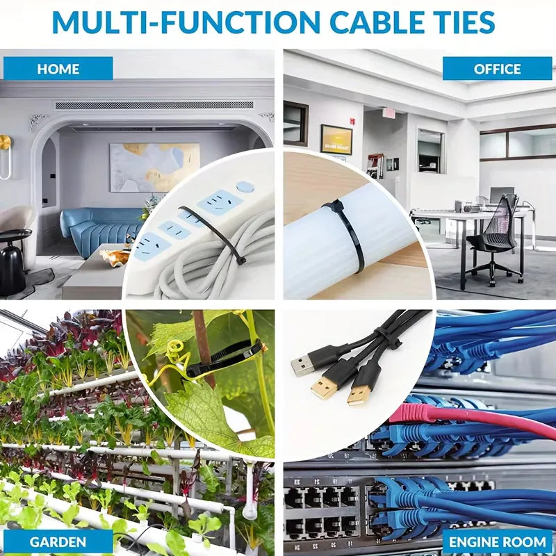 8MM 250pcs Heavy Duty Cable Ties, Black Nylon Zip Tie Straps with Water-Resistant, Non-slip, Break Resistant