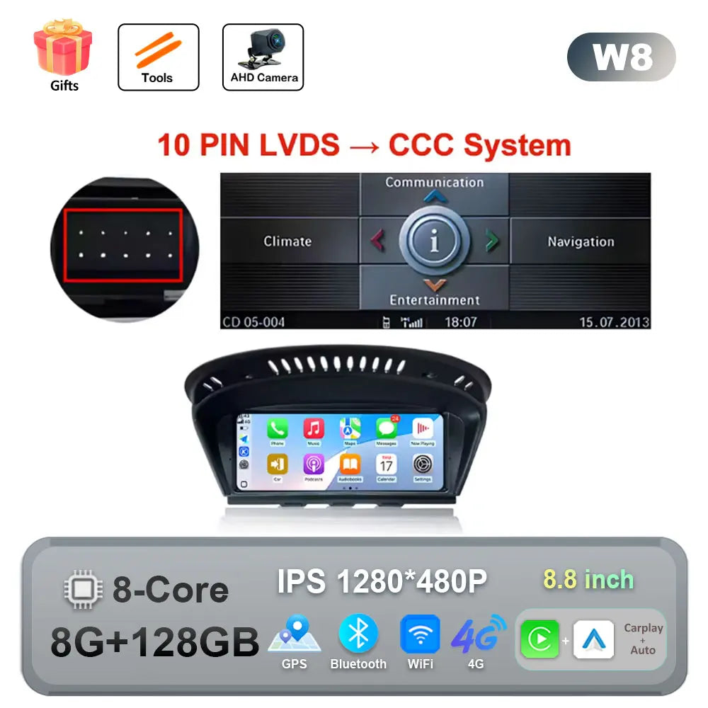 Wireless CarPlay Android Auto Multimedia Radio for BMW E60 E90 - image 13
