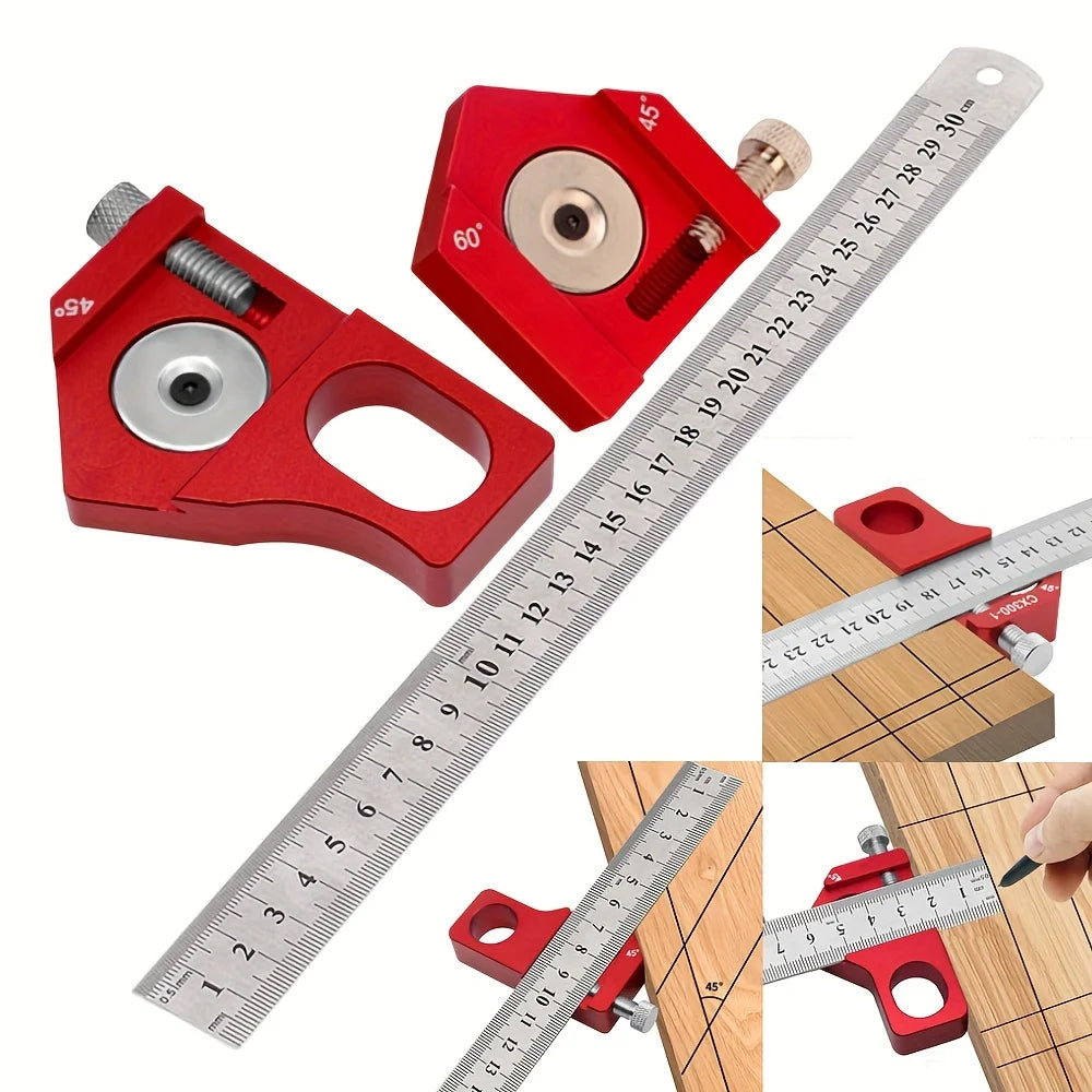 Precision Steel Ruler Positioning Block | Woodworking Measuring Tool