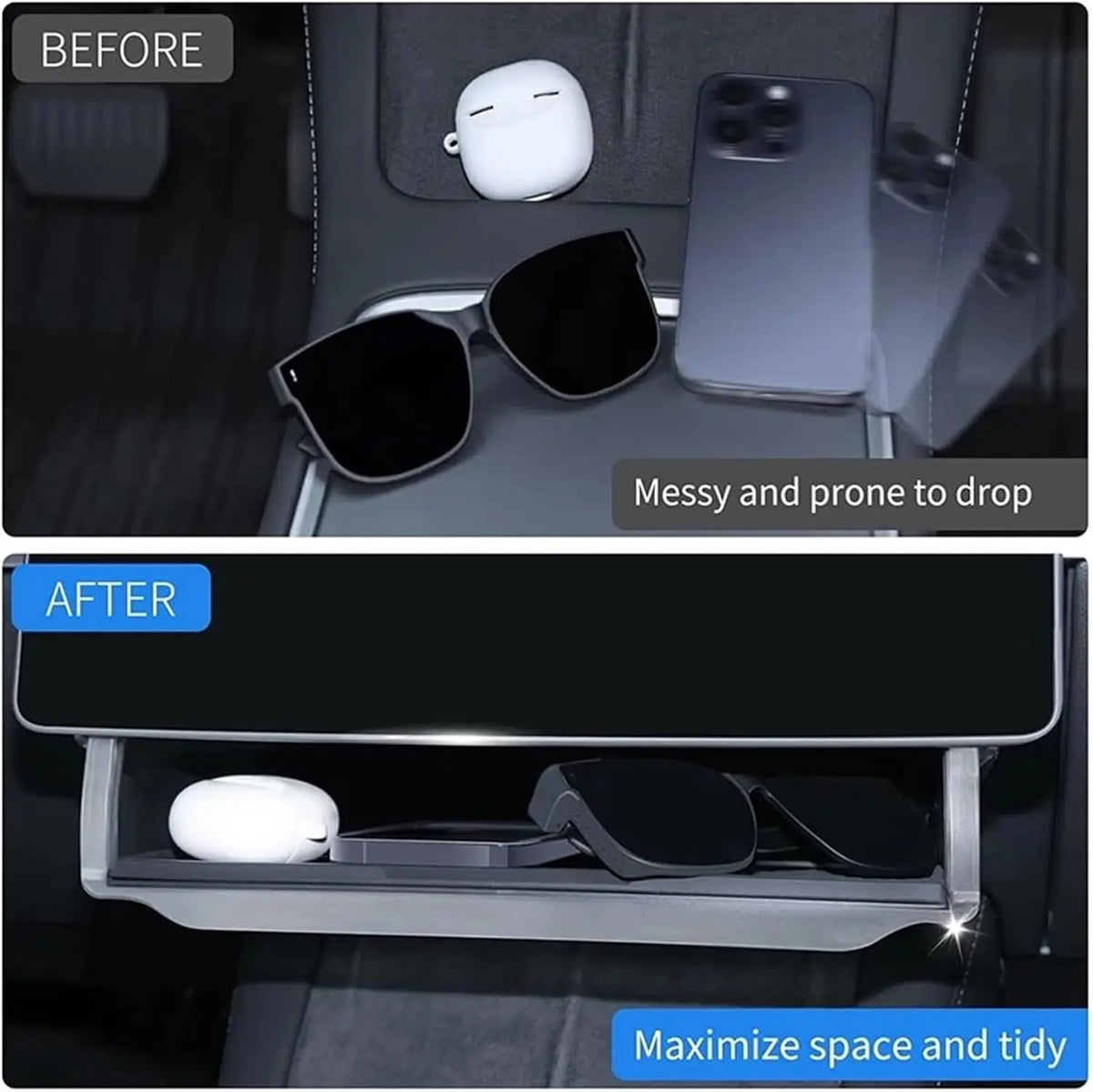 Under Screen Console Storage Box for Tesla Model Y 2023-2026