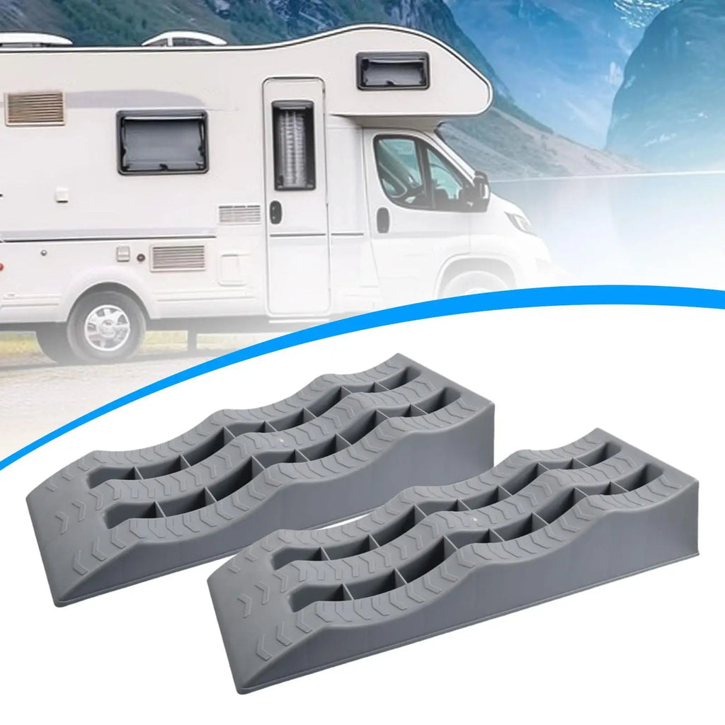 2 Pieces Automotive Leveling Ramps 3 Steps for Campers Trailers SUV Stable Tire Placement Sturdy Leveler Car Ramps Wheel Chocks