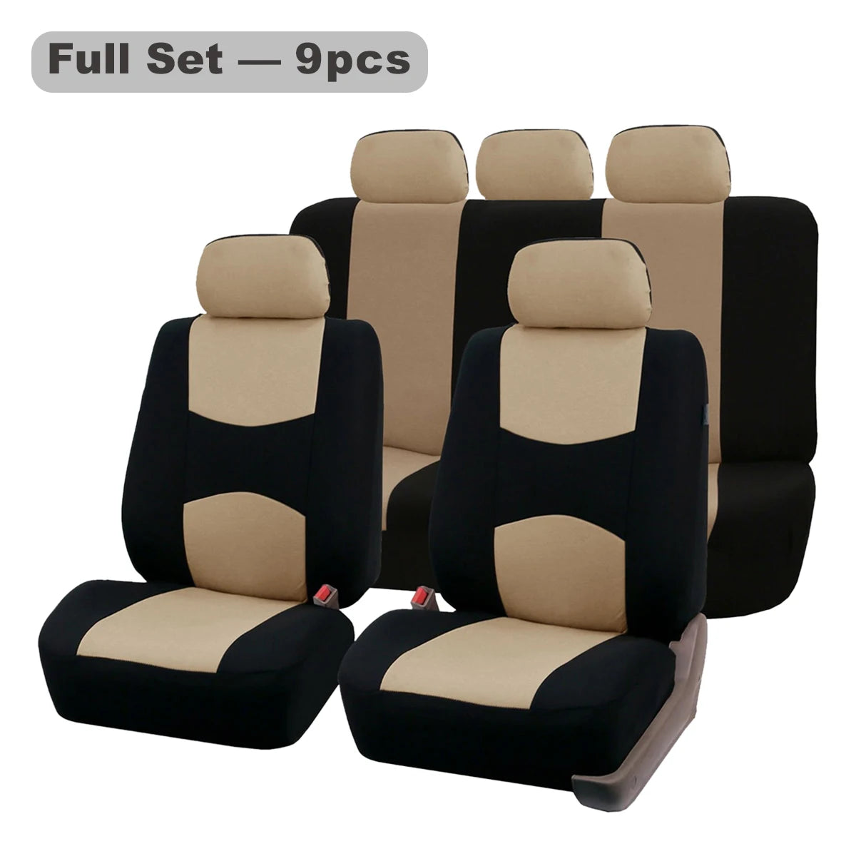 Universal Polyester Car Seat Cover Set, 4 or 9 Pieces