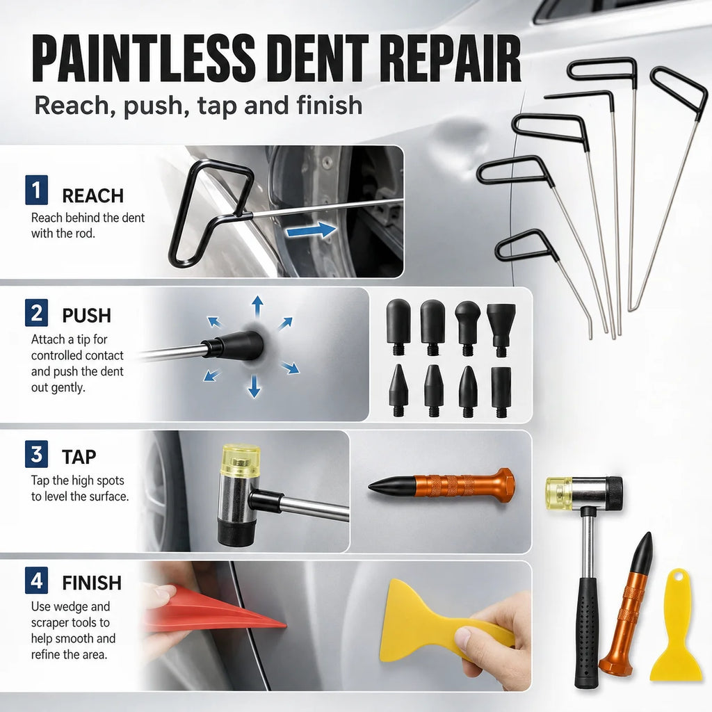 Paintless Dent Repair Kit - Car Dent Removal Tool with Hammer & Rods - image 16
