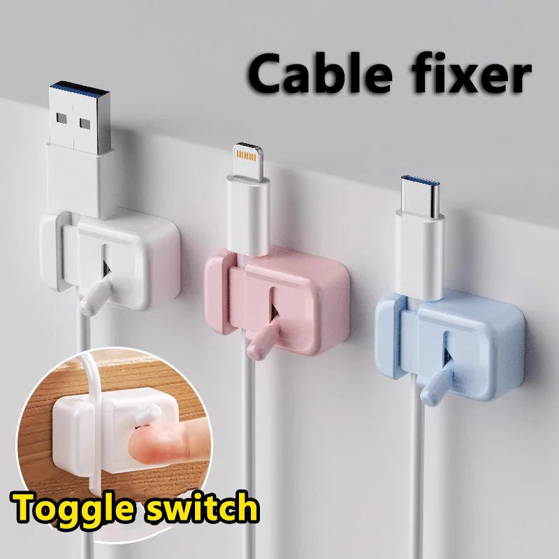 No-Drill Desk Edge Cable Clip Organizer