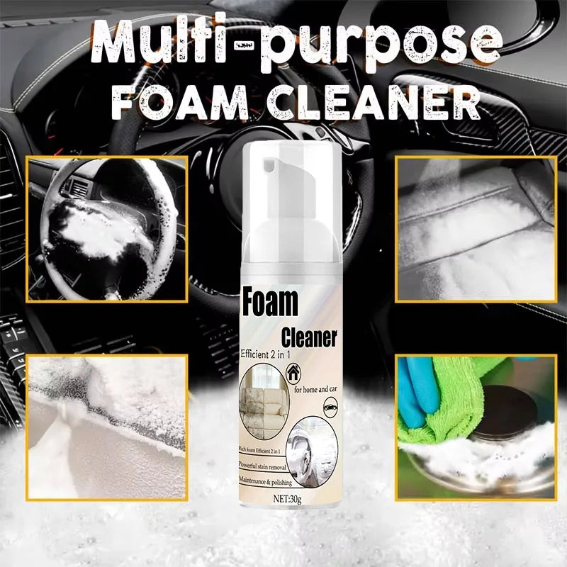 2-in-1 car interior foam cleaner spray for dashboard, trim and upholstery
