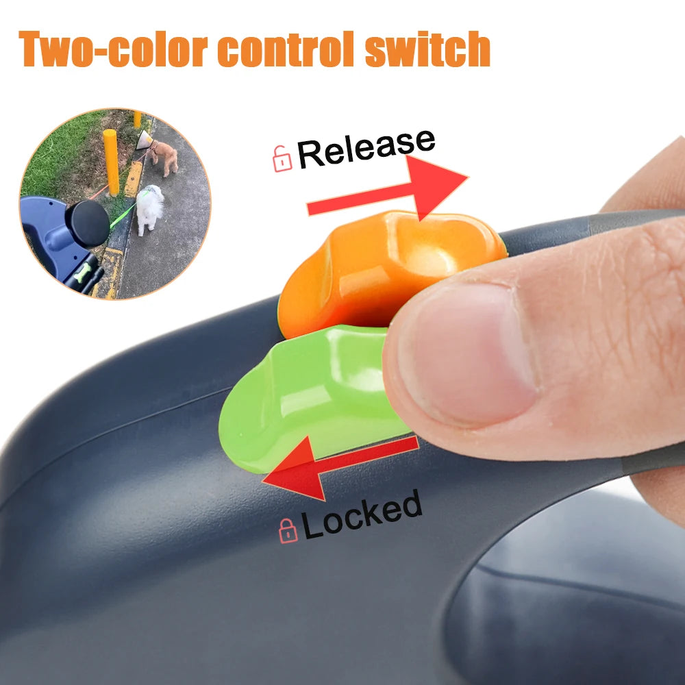 Retractable Dual Dog Leash with Light, 3m, for Small Dogs