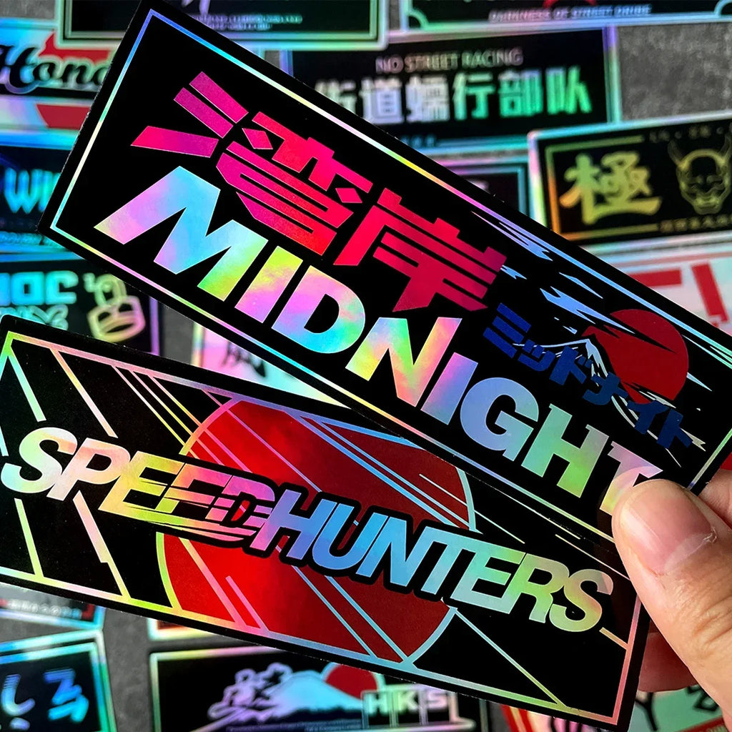 JDM Samurai Laser Rainbow Stickers for Car Window and Motorcycle Helmet