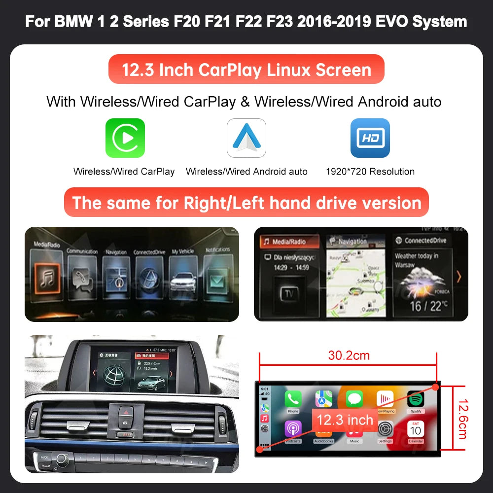 12.3'' Wireless CarPlay Display for BMW 1/2 Series F20/F21 - image 9