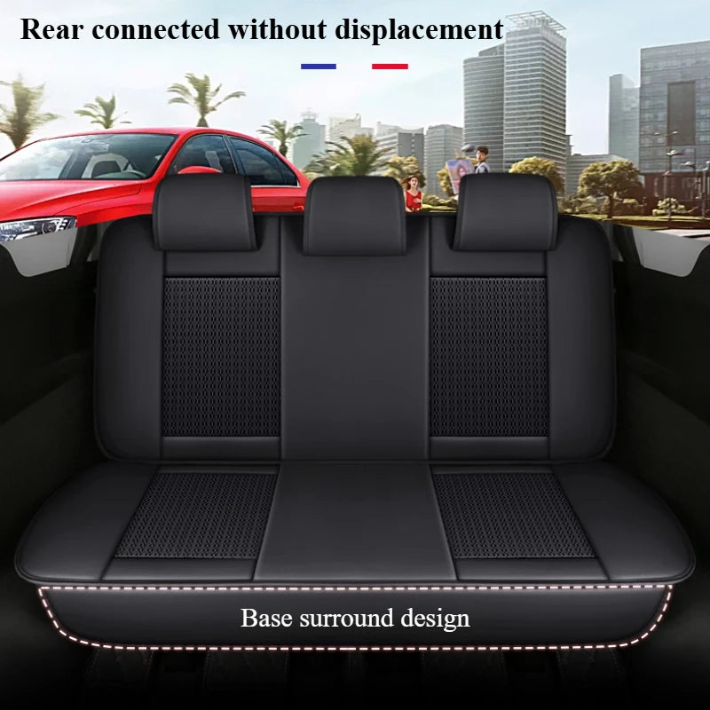7-Seater, Luxurious Ice Silk/PU Leather Car Seat Cover, Suitable for All Seasons, High-End Car Interior Package, Suitable for Various MPV 7-Seater Seven Head Hat Styles, Comfortable, Breathable and Wear-Resistant, Enhancing Y