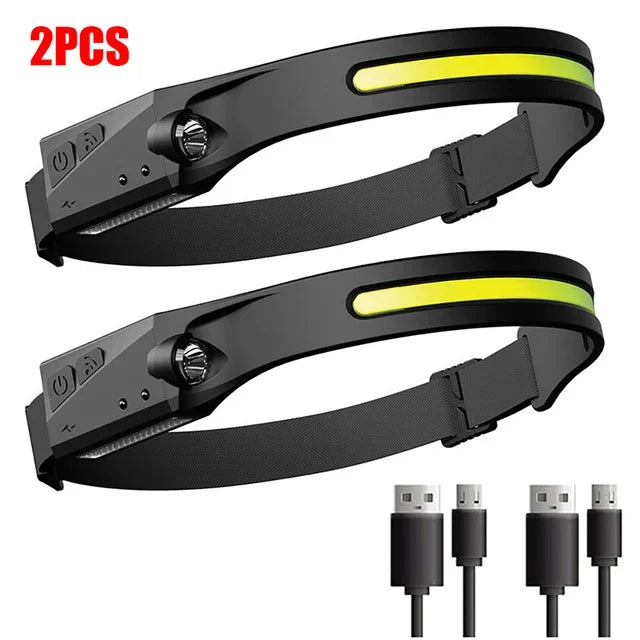 Motion Sensor LED Headlamp, Rechargeable with 5 Modes for Camping & Fishing
