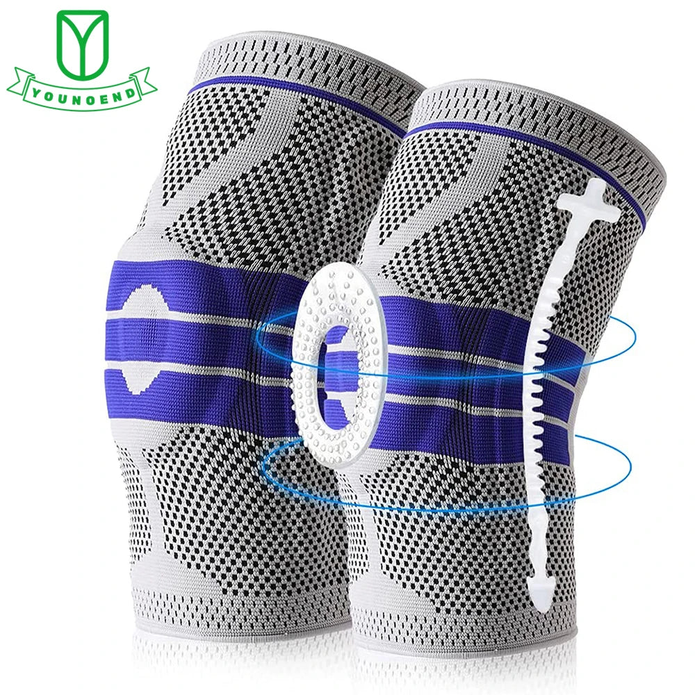 Silicone Padded Knee Sleeves for Basketball & Fitness