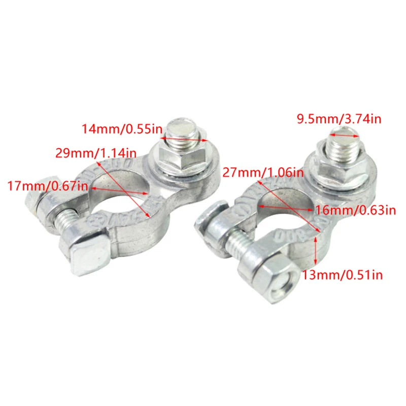 1 Pair Battery Terminal Clamp Zinc Alloy Positive & Negative Pole Auto Car Screw Connector Car Battery Terminal Clamp