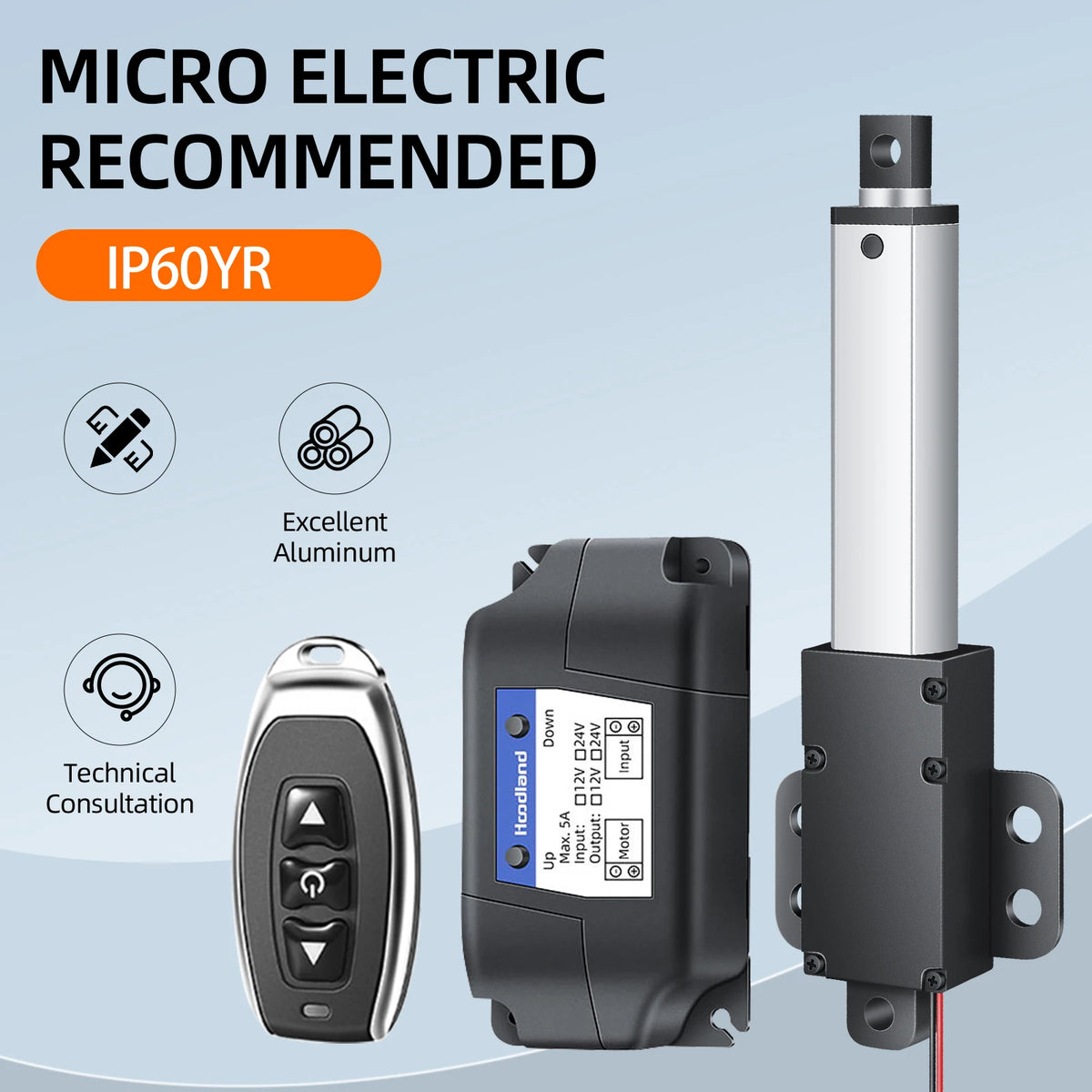Mini Telescopic Linear Actuator, 6V to 24V, 10 to 200mm Stroke