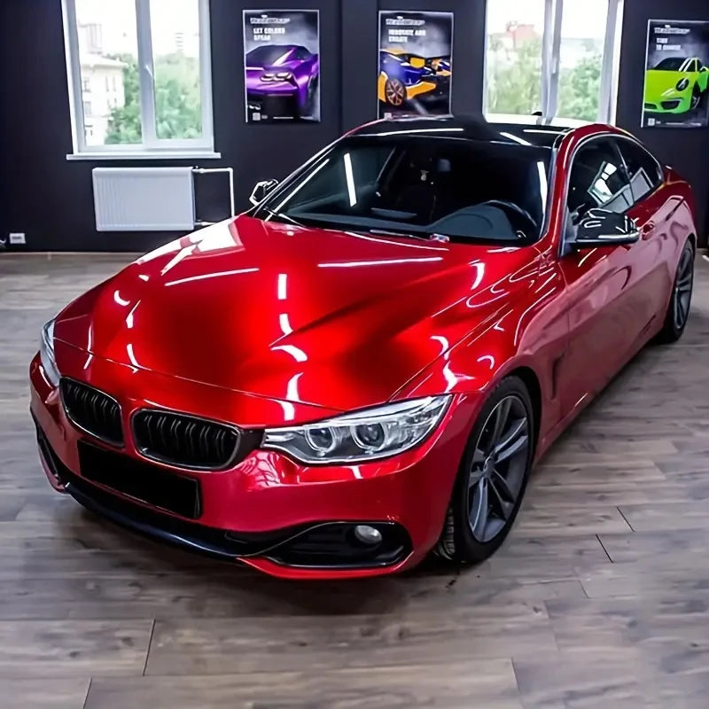 Self-Adhesive Metallic Red Glossy Vinyl Car Wrap Film - image 3