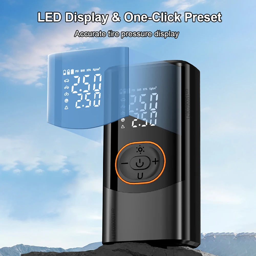 Tire Inflator Portable Air Compressor Cordless Tires Air Pump with LED Light Digital Display for Car Motorcycles and Bicycles