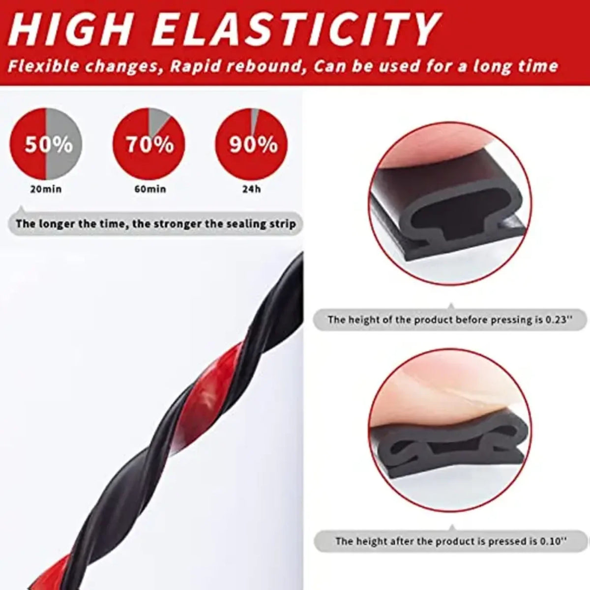 D-Shape Door Seal Strip, 1 Piece – Self-Adhesive Weather Strip