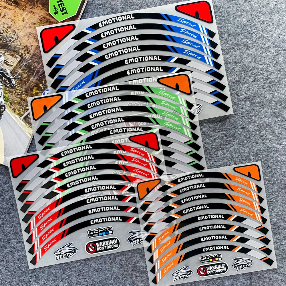 8pc Reflective Wheel Rim Tape Decals for 10in to 14in Wheels - view 7