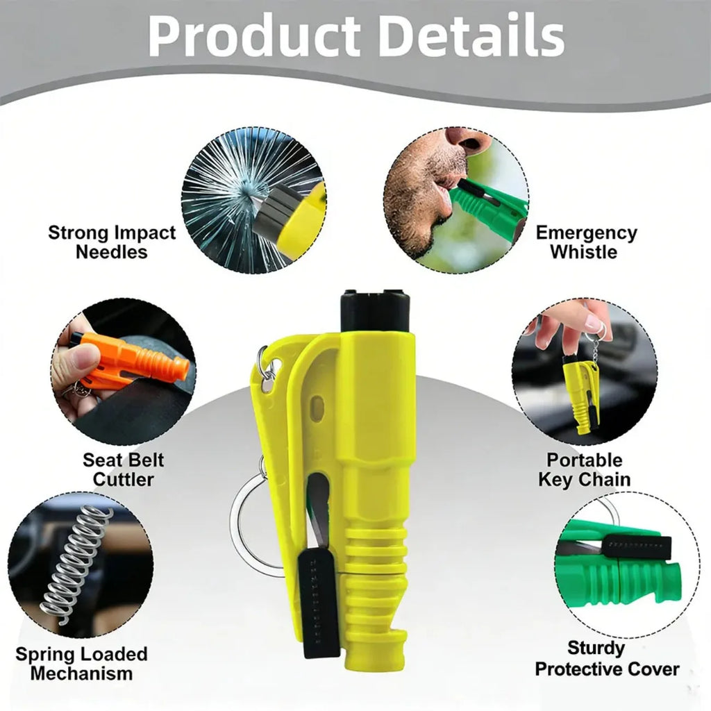 Compact 3-in-1 Safety Hammer Car Escape Tool Window Breaker Seat Belt Cutter Rescue Whistle Emergency Escape Tool Accessories