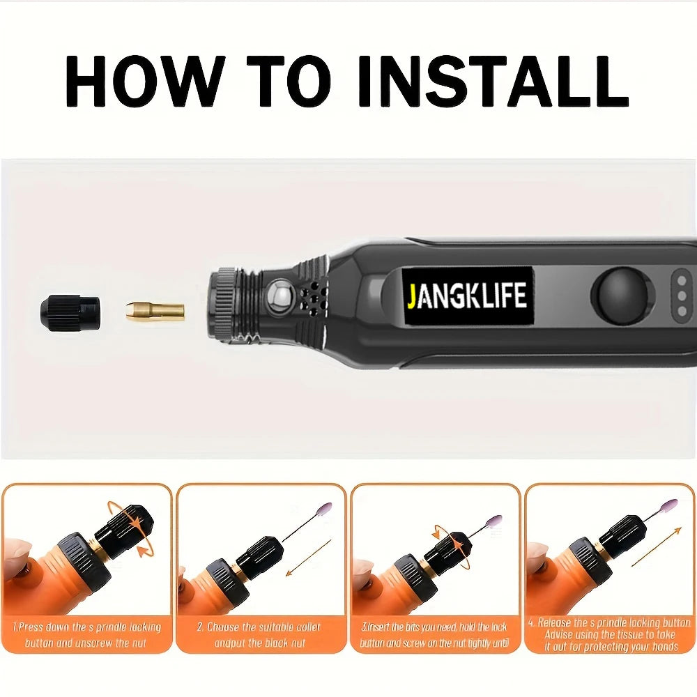 USB Cordless Rotary Tool Kit - Jewelry, Wood, Metal & Glass Engraving - image 3