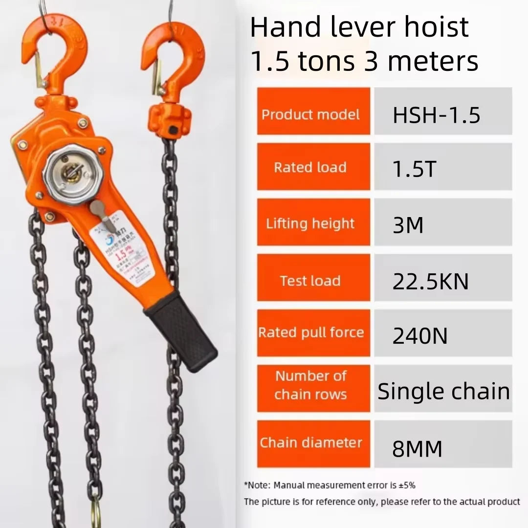 0.75 Ton/1.5 Ton/2 Ton Manual Ratchet Lever Hoist Hand Chain Pulley Block Tensioner