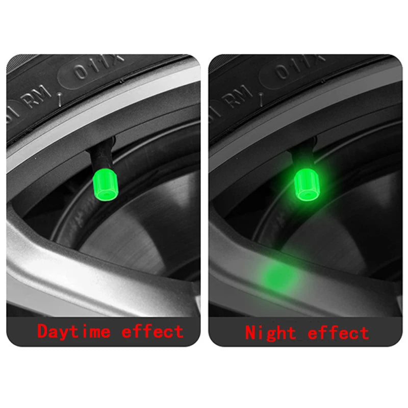 Glow-in-the-Dark Tire Valve Caps for Car & Motorcycle, 4/8/20 Pcs