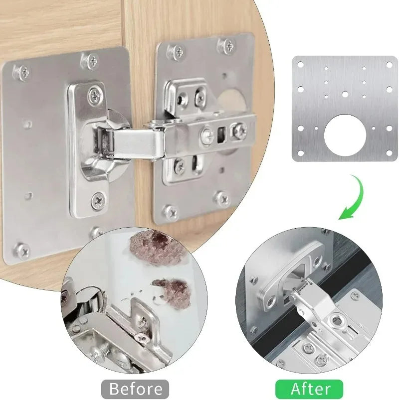 Stainless Steel Cabinet Hinge Repair Plate Kit with Screws