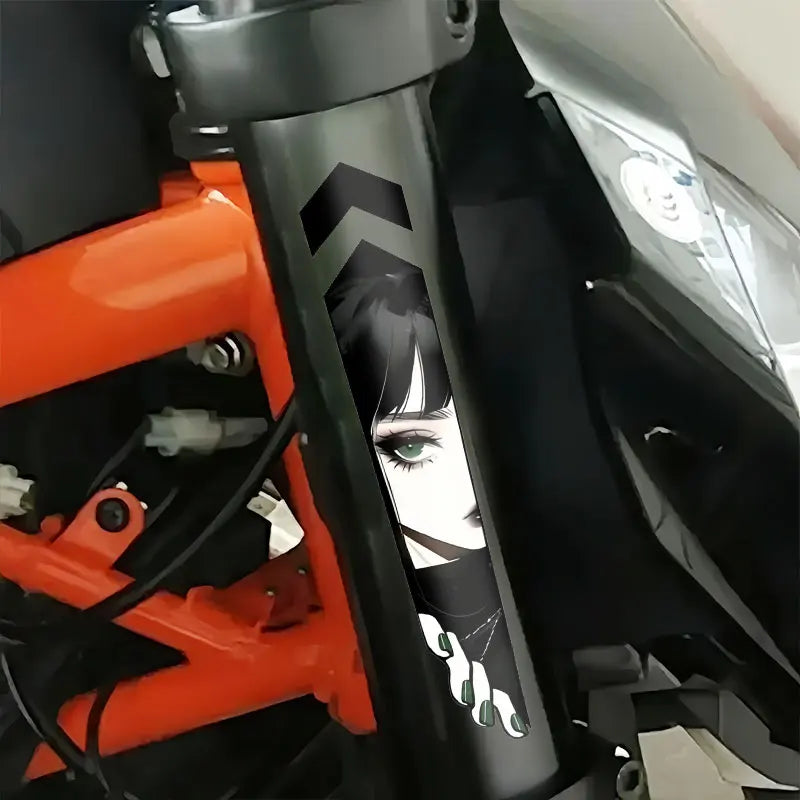 Pair of Peeking Anime Girl Motorcycle Decals for Front Forks - view 4